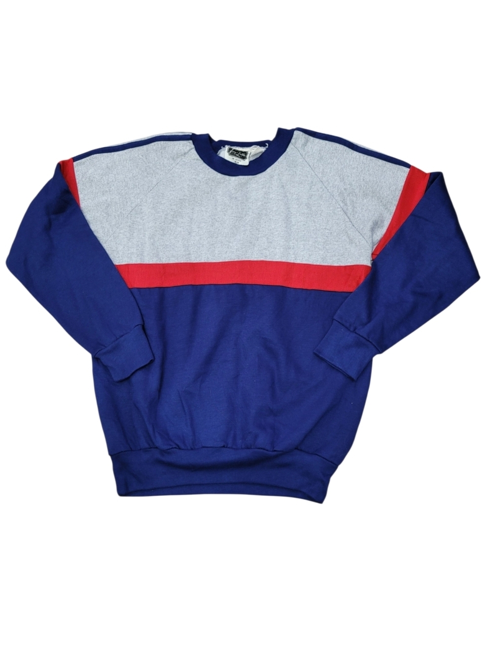 Y2K Navy Blue & Grey Sweatshirt Top Size: M